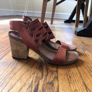 Miz Mooz NYC Orange Wooden Block Heel Sandals